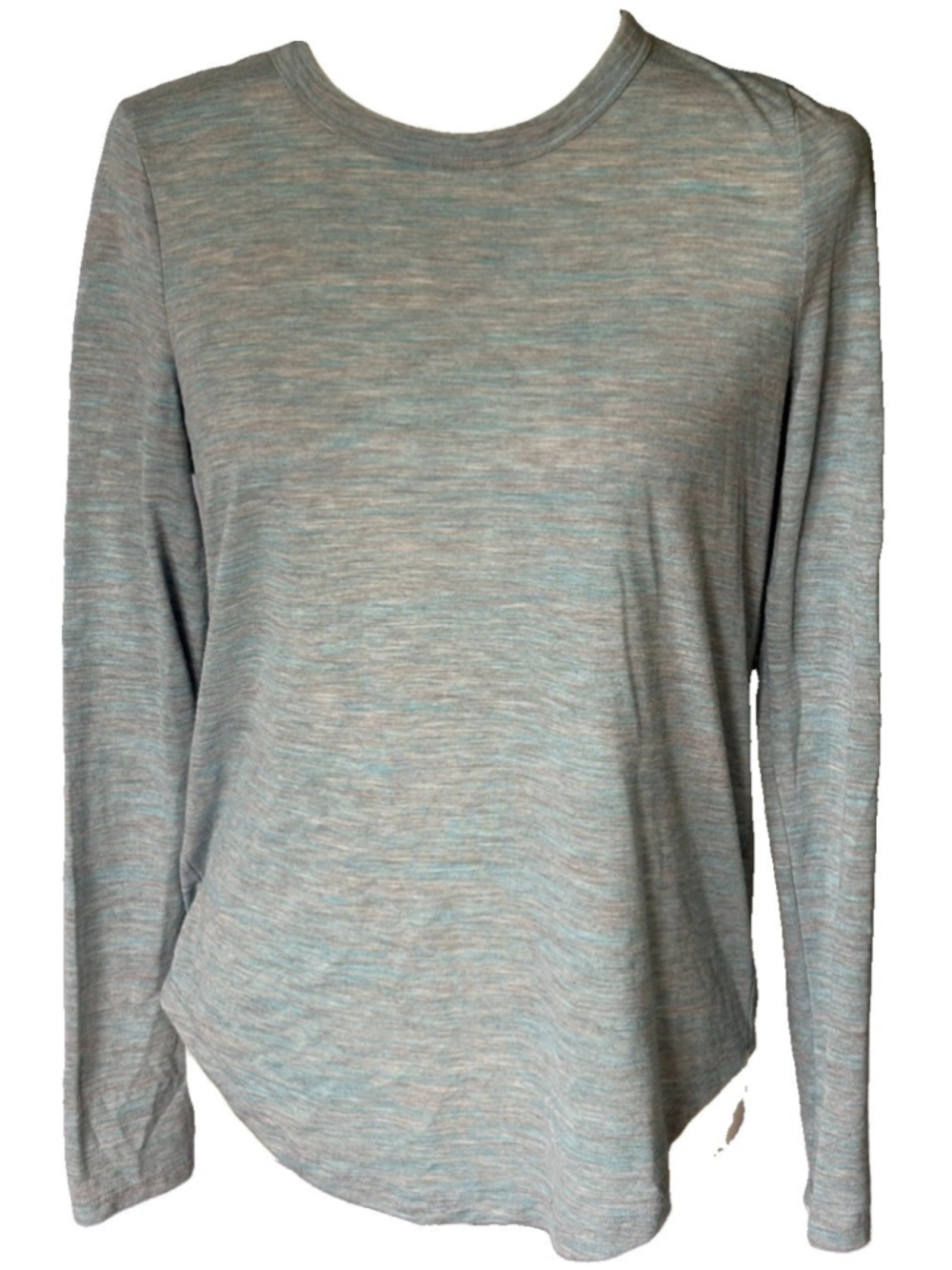 Mudd Womens M Long Sleeve Shirt Heathered Blue Gray Space Dye Crew neck Y2K